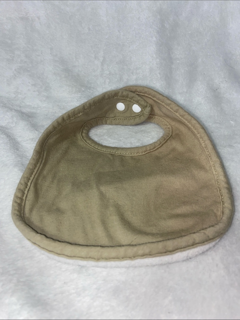 Neutral Tan Baby Bib with Snap Closure